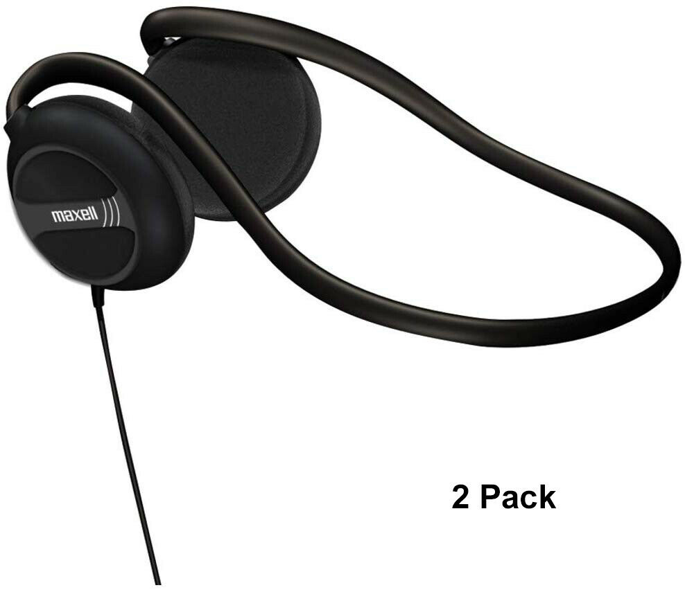Maxell NB-201 Stereo Neckband Headphones, 2 Pack